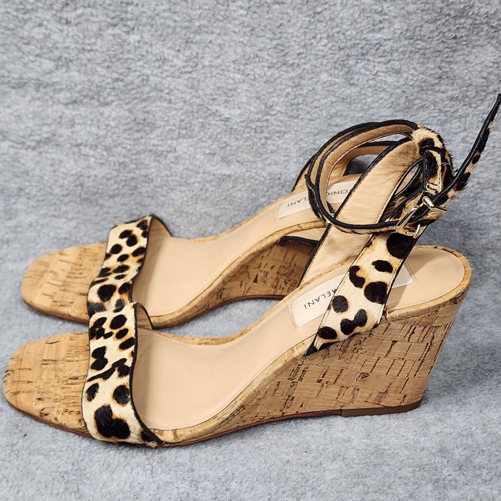 Antonio Melani Sandals Womens 6 Brown Leopard Ankle Strap Cork Wedge Shoes